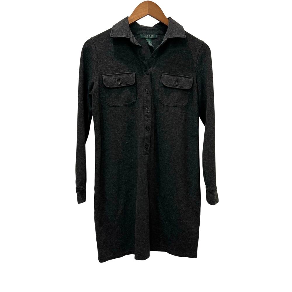 Lauren Ralph Lauren Womens Gray Shirt Dress Size Small